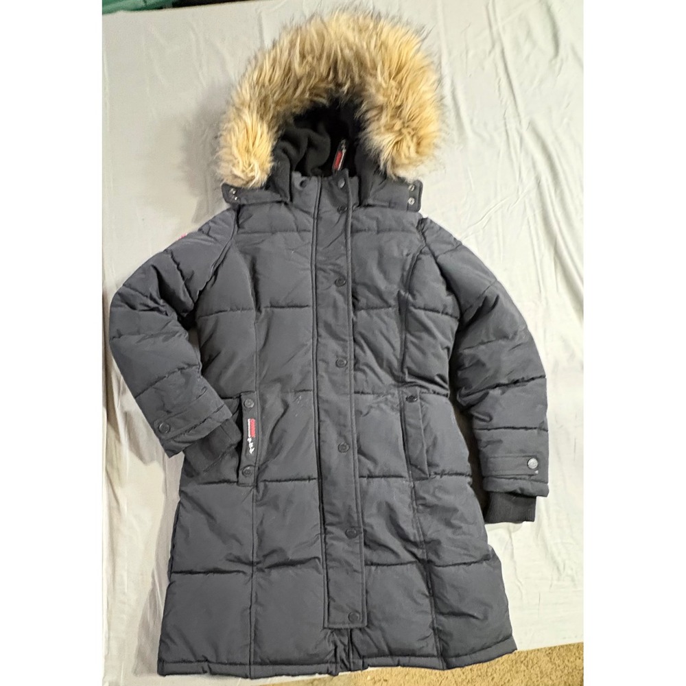 Canada Weathergear Super Triple Goose Parka Faux Fur Hood Gray Puffer Coat Large